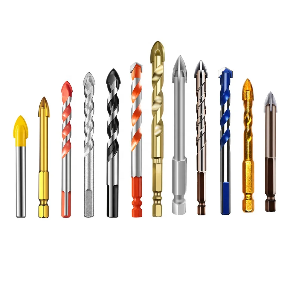 Glass tile porcelain cross carbide tips drill bits 3mm 4mmm 5mm 6mm 7mm 8mm 10mm 12mm 14mm
