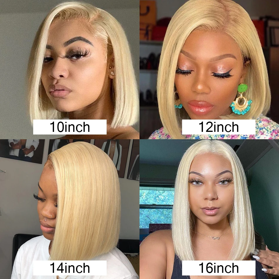 Wholesale Straight Human Hair Wigs 613 Blond Color Bob Wig Cuticle Aligned Raw Cambodian Hair Lace Frontal Wig Vendor