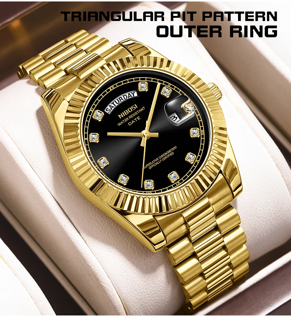 NIBOSI Luxury business Quartz Watch Stainless Steel Men Watch Luminous Waterproof Date Watch for Men 2627