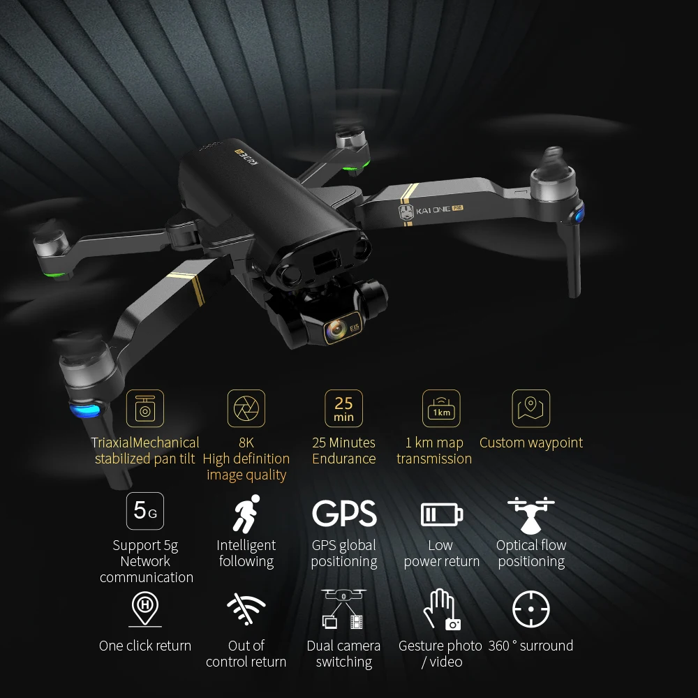  Профессиональный Дрон KAI1 50x zoom GPS 5G с камерой