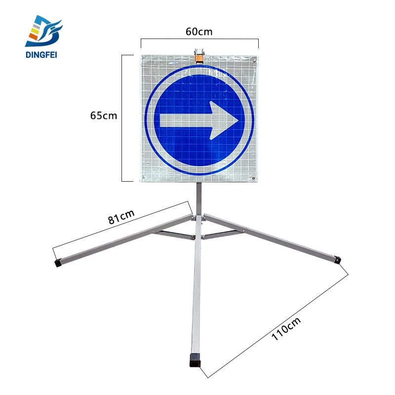 Turn Right Ahead Spanish Standard Traffic Symbols Foldable Reflective Vinyl Roll Up Sign Stand