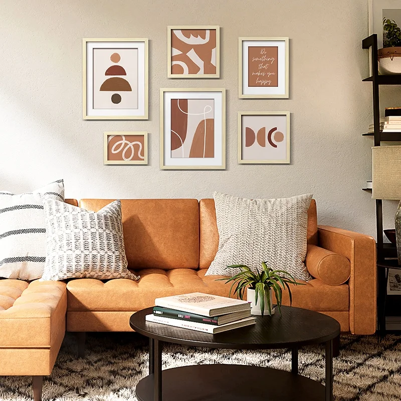 EAGLEGIFTS Vintage Abstract Plant Desert Landscape Modern Framed Wall Art Set for Home Decor Living Room