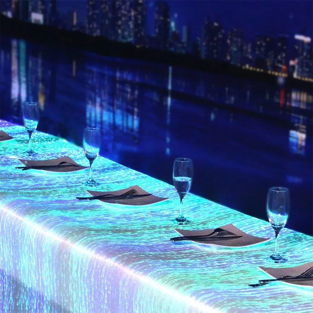 LED Luminous Fiber Optics Clothing Fabric - Optic Fiber Fabric LED Lights for Puffer Jacket - Fiber Optic Net Fabric by the Yard