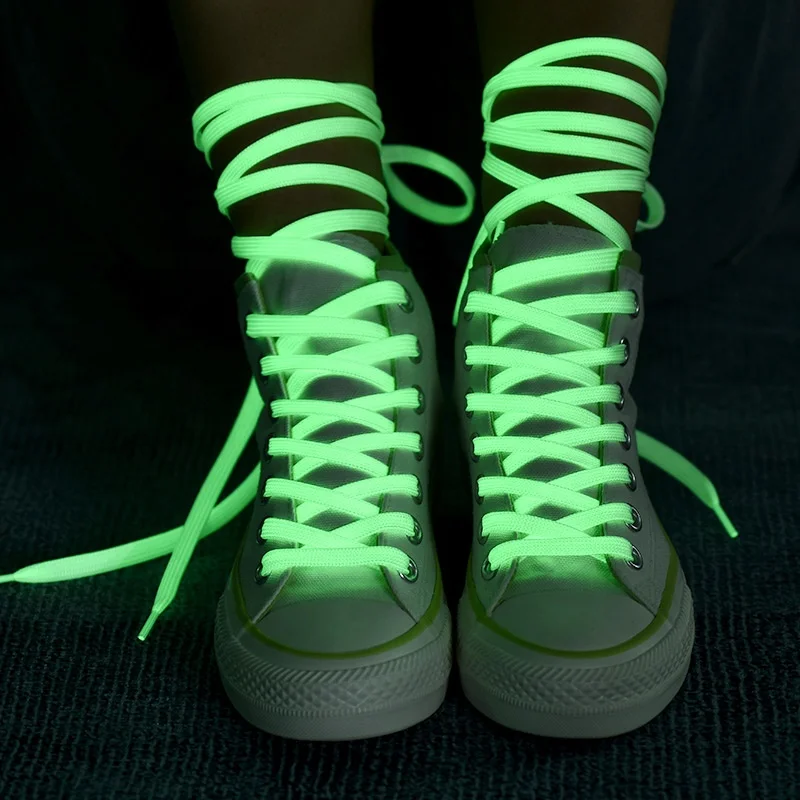 Wholesale polyester Colorful Glowing In The Dark Shoe Lace fashion fluorescent shoe laces Luminous Shoelace