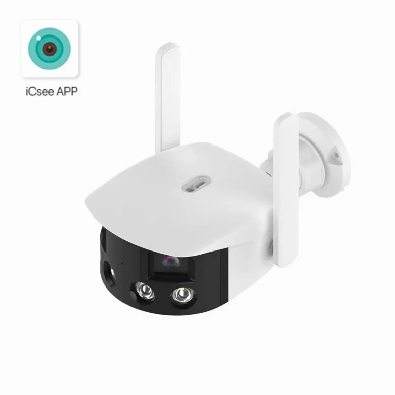 4MP iCsee APP 180 Degree Wide Angle Full Color Night Vision AI Humanoid Detection Home Security CCTV Dual Lens IP Camera 2K 4MP
