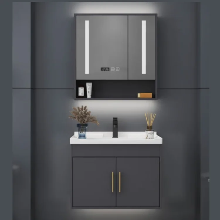 European High Quality Commercial Vanity Bathroom Cabinet With Sink Lighting Bath Furniture