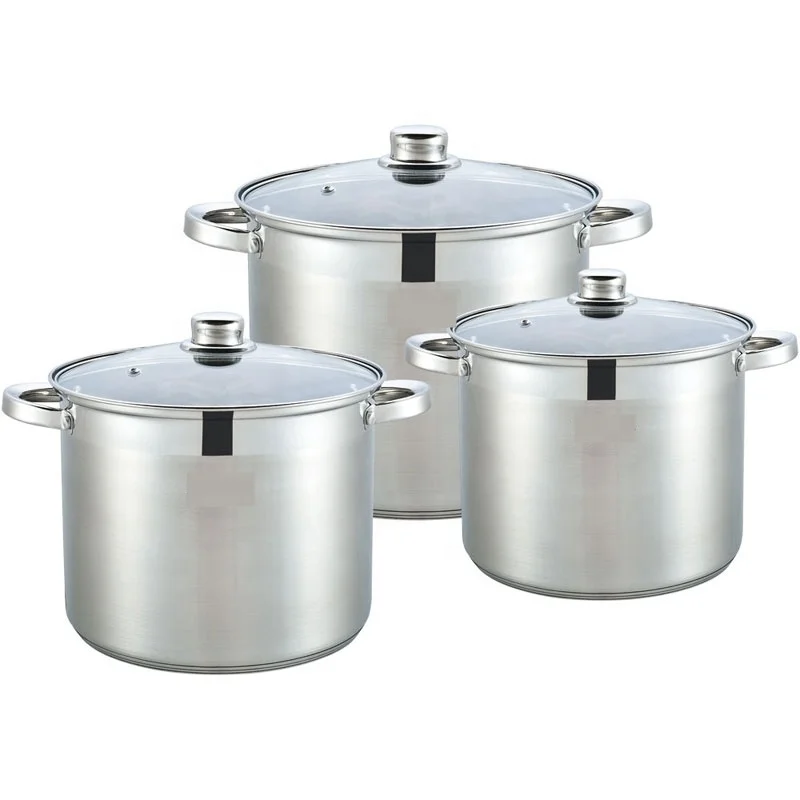 stainless steel high casserole stock pot with nice polishing Excellent Houseware Soeppan - 9L
