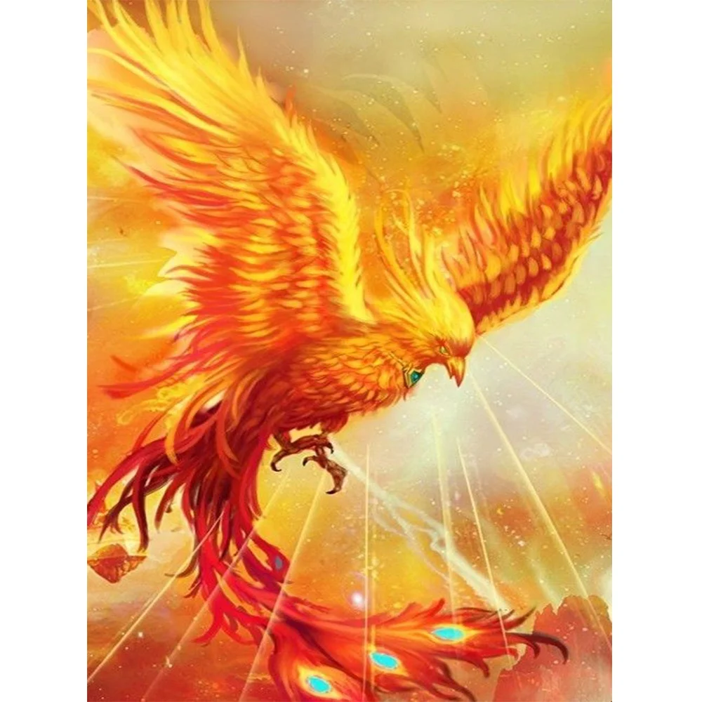 DIY 5D Diamond Painting Fire Phoenix Cross Stitch Diamond Mosaic Full Embroidery Animals Picture Home Decor