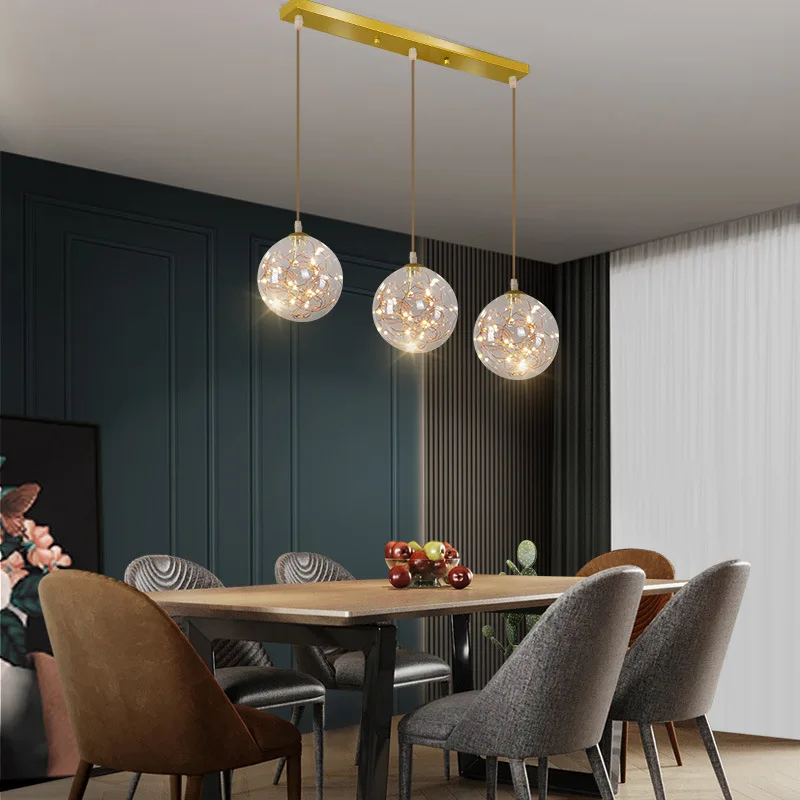 Indoor Luxury Modern Creative Glass Lampshade Height Adjustable Chandelier & Pendant Light