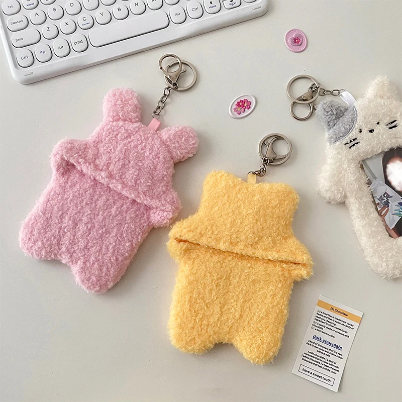 Custom cute cartoon stuffed animal plush toy key chain Korean idol star kpop doll transparent card set bag pendant