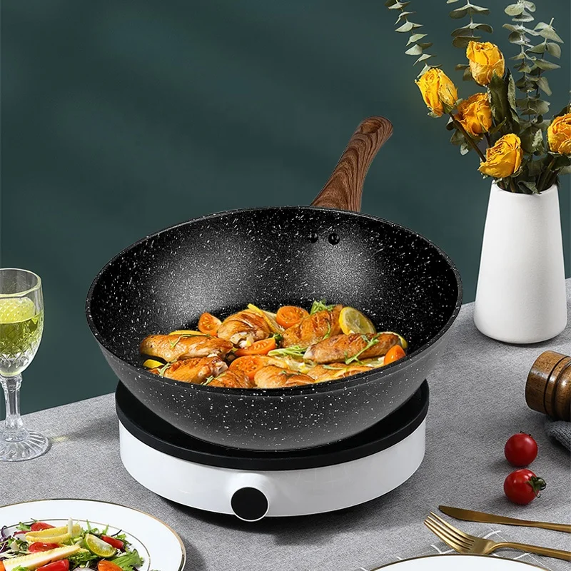 Hot Selling Cookware Forged Aluminum Deep Pans Wok Pans Aluminum Frying Pans