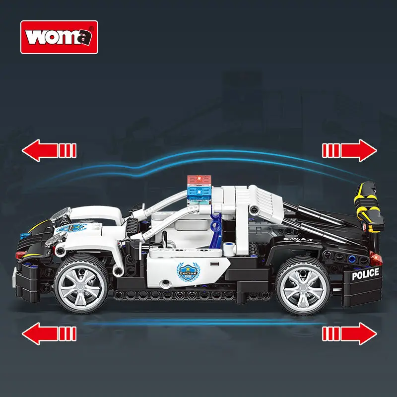 WOMA TOYS C0901 Assemble Car Building Block Brick Toy Police Model Car Educational Children Kid Toy