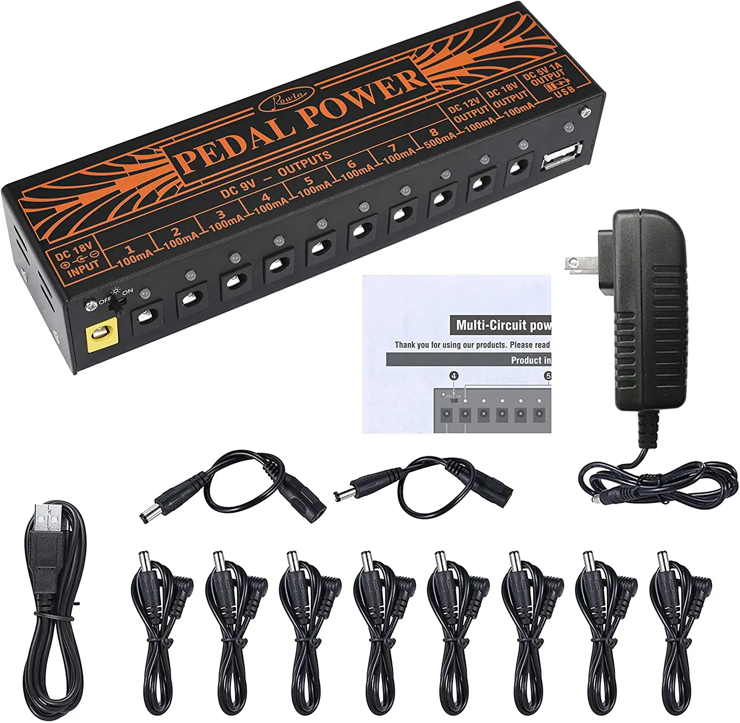 Rowin PW-1 гитарная педаль блок питания с usb-портом для зарядки гитары создания спецэффектов