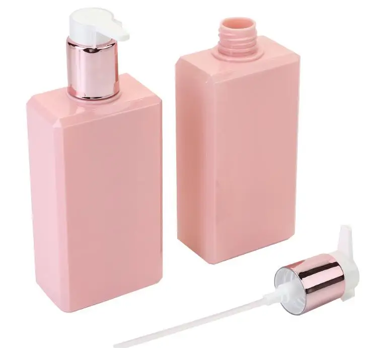 Custom 300ml Square PET Heavy wall Bottle Liquid Soap Dispenser Bottle for body cream Skincrare Cosmetics Packaging