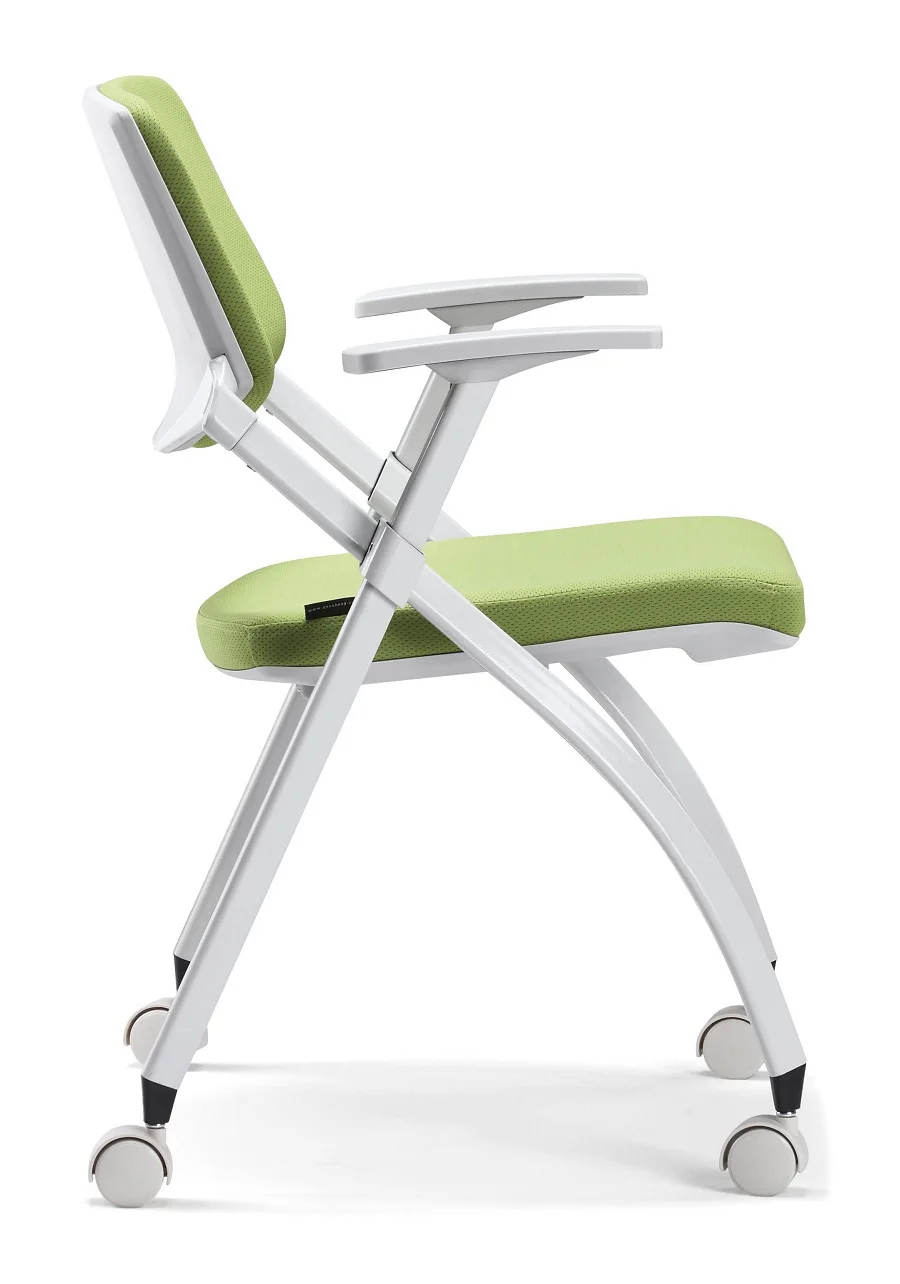 GS-G1795C Triangle design Foldable Classroom Desk Study Conference Plastic Mesh Training Chair with wheels