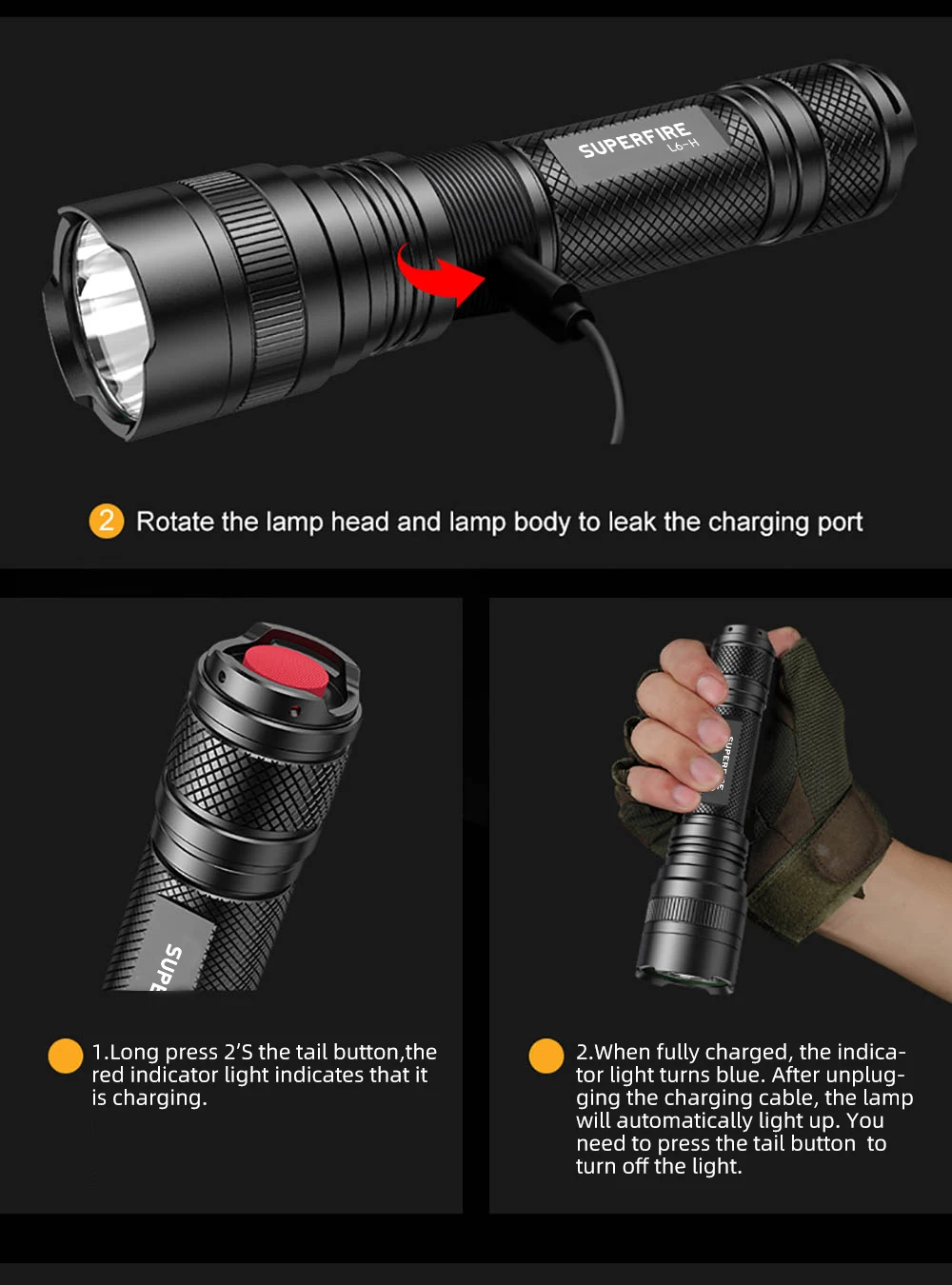 LED Outdoor 18650 battery p50 15w emergency led lights torch tactical flashlight