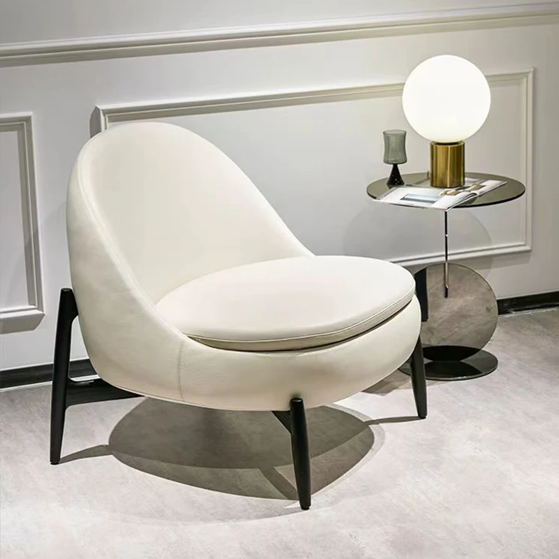 Customized Single Sofa Chair Lounge Leisure Accent Round Shape Solid Wood Frame Fabric/Leather  Relax Chairs For Sitting Room