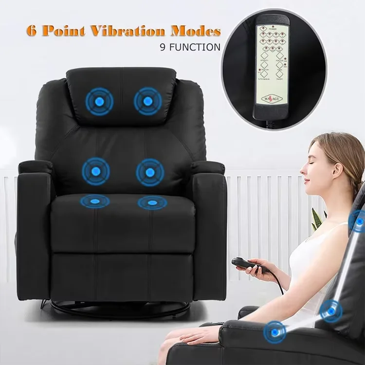 Luxury Design Black Office Home Furniture 360 Degree Swivel Electric Massage Chair Sofa