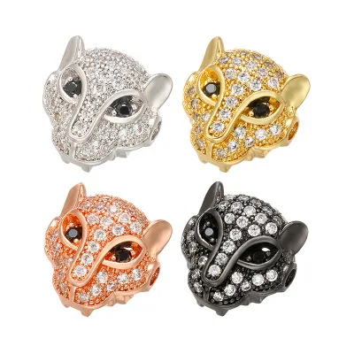
CZ Bead Accessories Black Gold Diamond DIY European Bead for Bracelet Micro Set CZ Zircon Leopard Head Micro Pave Bead 