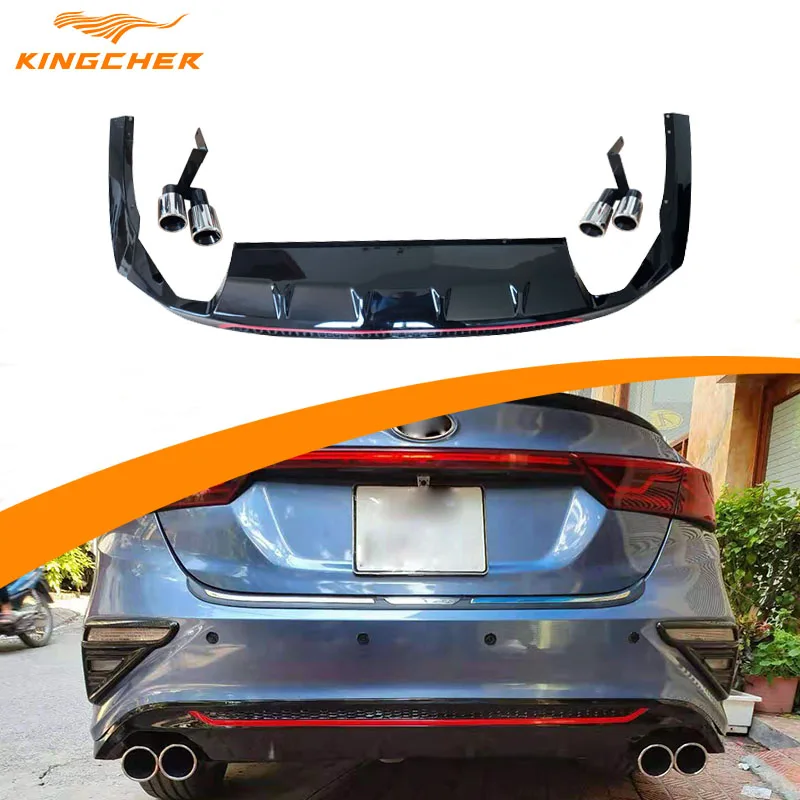 Низкая цена бампер KINGCHER для KIA K3 Forte Cerato 2019 2020 2021 задняя губа с двумя выхлопными
