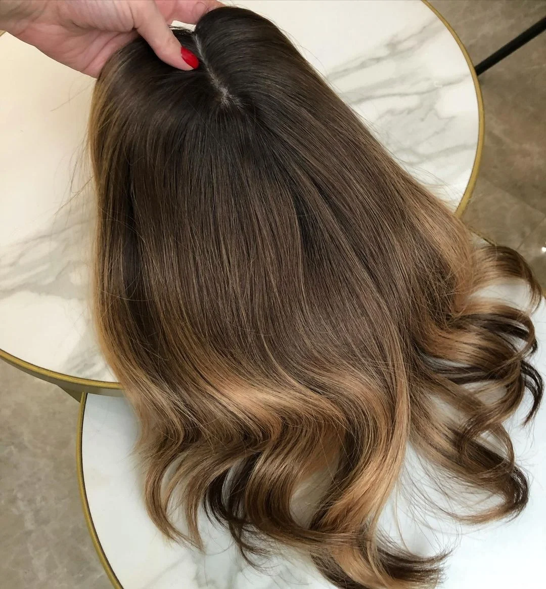 Wholesale Top Grade European Human Hair Highlight Color Silk Base Topper Clip In Human Hair Toupper