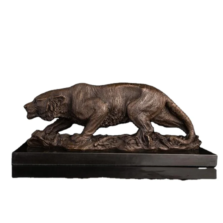 Indoor Decoration Bronze Tiger Statue Wild Animal Tigress Sculpture Chinese Zodiac Copper Figurine Statuette Business Gift