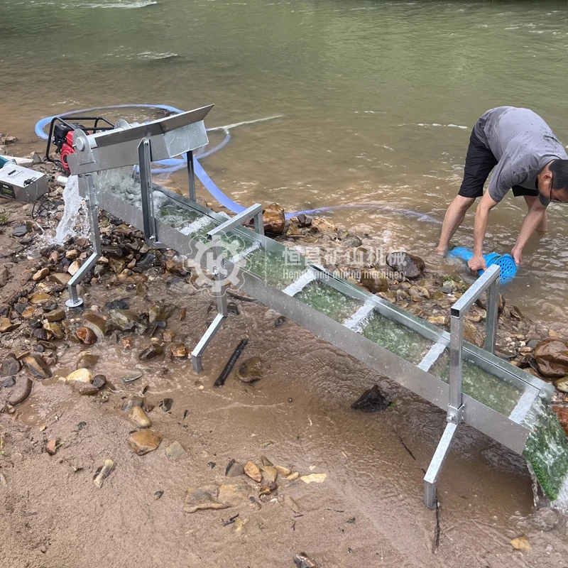 Alluvial fine gold recovery sluice box river outdoors gold mining equipment