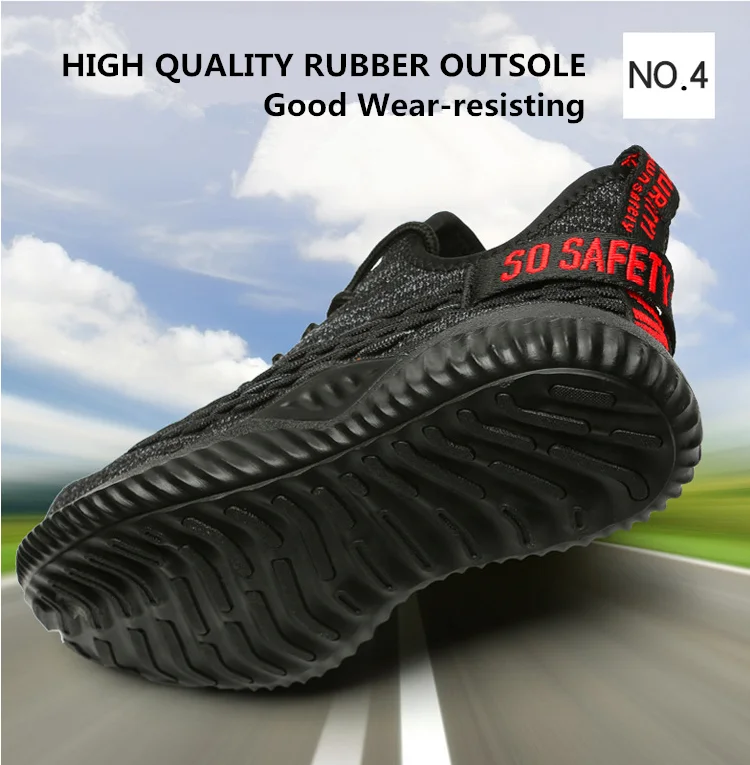 FUNTA summer low cut In Stock Breathable flykniting large size industrial shoe sport long safety shoes steel toe