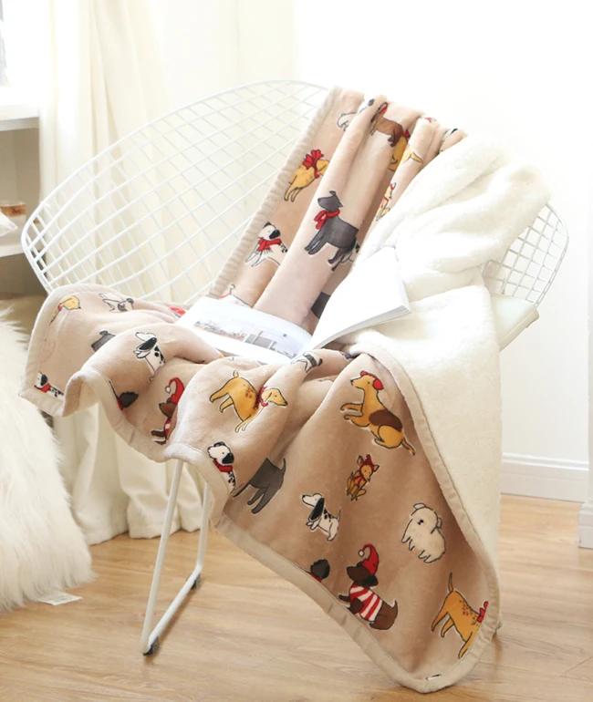 2019 New Export Nordic double sherpa fleece blanket thickened warm winter flannel blanket sofa blanket