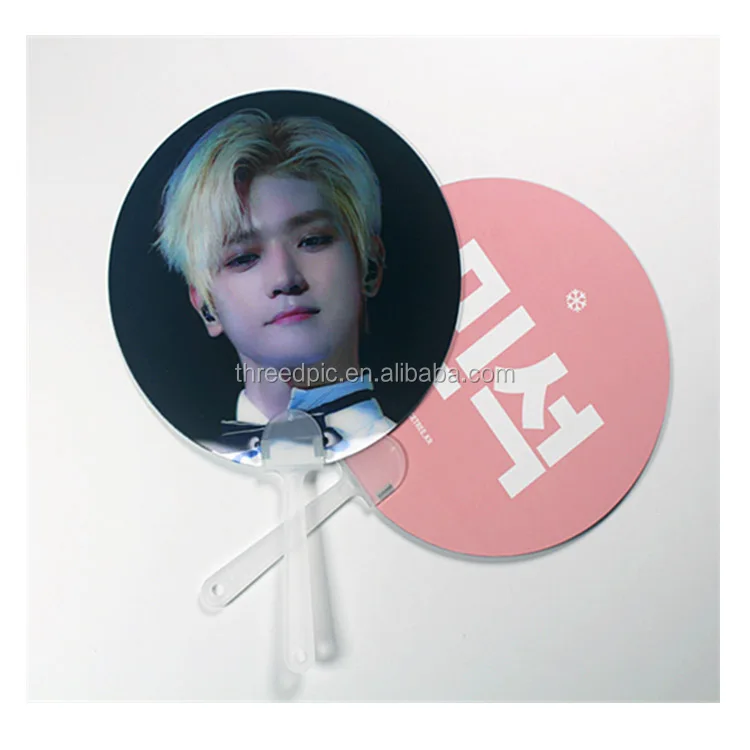 Заводская двухсторонняя печать 3d линзовидный пластиковый корейский дизайн superstar ручной вентилятор для подарка