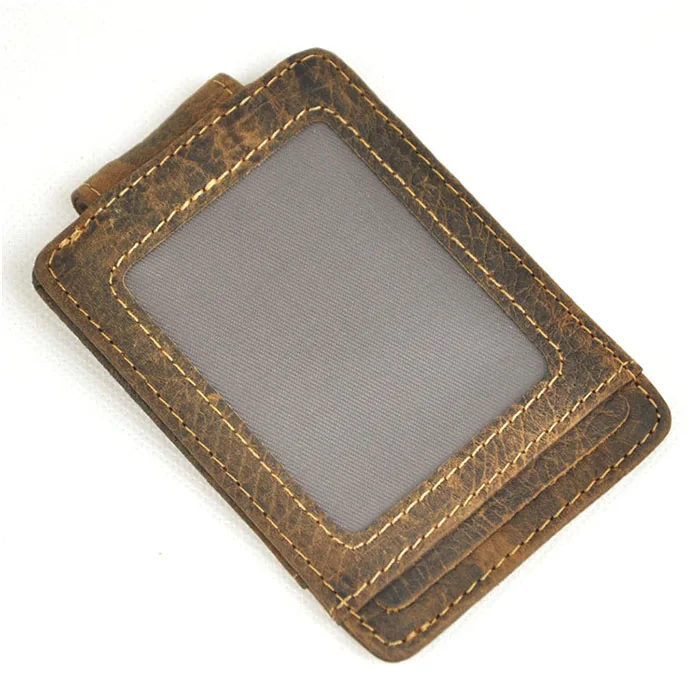 
Bulk Genuine Crazy Horse Leather Men Cool Wallet Card Holder Mini Slim Magnetic Money Clip 