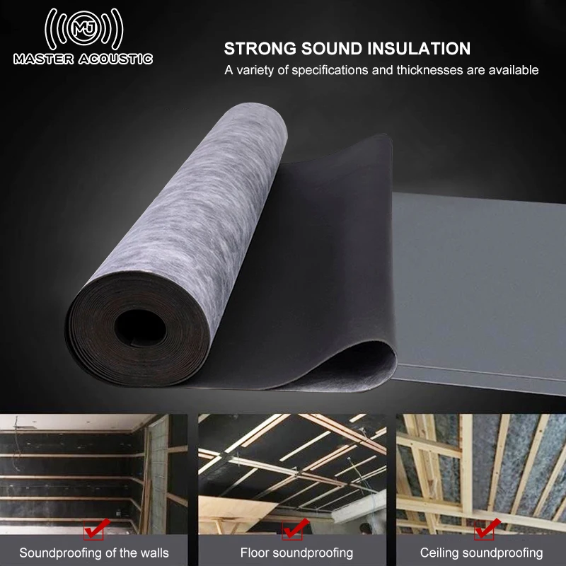 Master Acoustic Mass Loaded Viny Sound Noise Barrier Soundproof Blocking Fencing MLV Roof Wall Fence