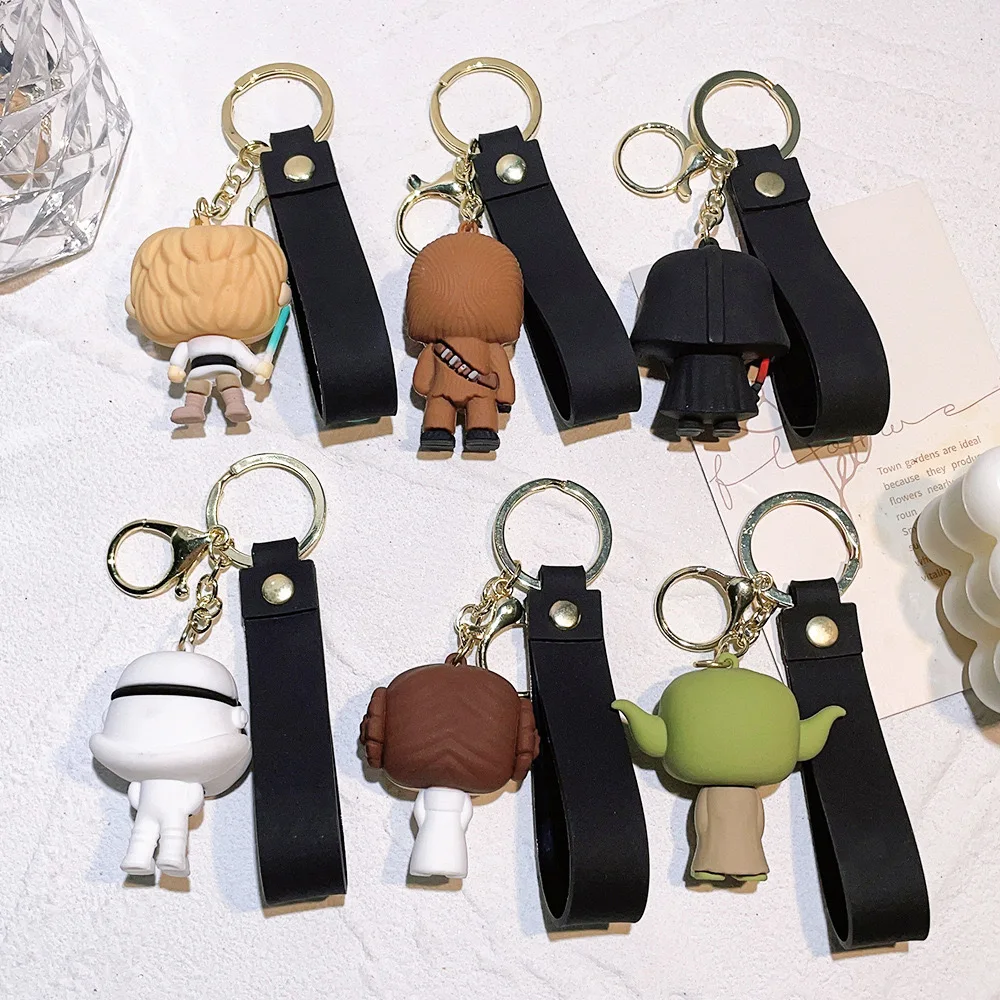 Customized 3D PVC Personality Yoda Stereo  Keychain Cartoon Anime Movies Star Vader Yoda Keychain Pendant