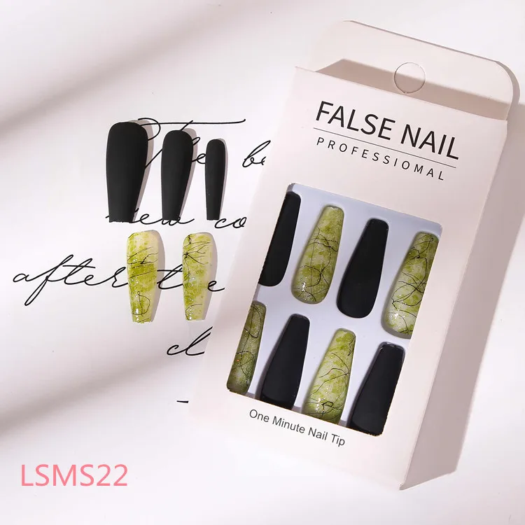 Full Cover Fingernails 24pcs/box False Nails Press On Nails Coffin Custom False Nails Artificial Fingernails