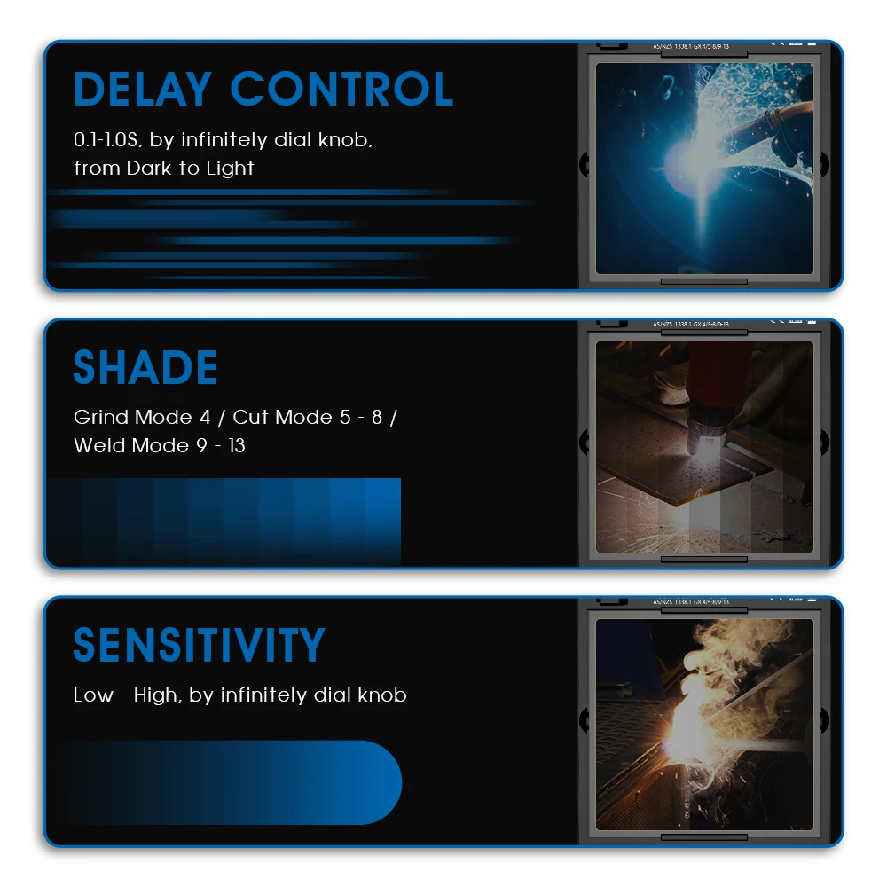 ANDELI Welding Helmet 180 Large Viewing Solar Auto Darkening True Color Welder Mask 4 Sensors