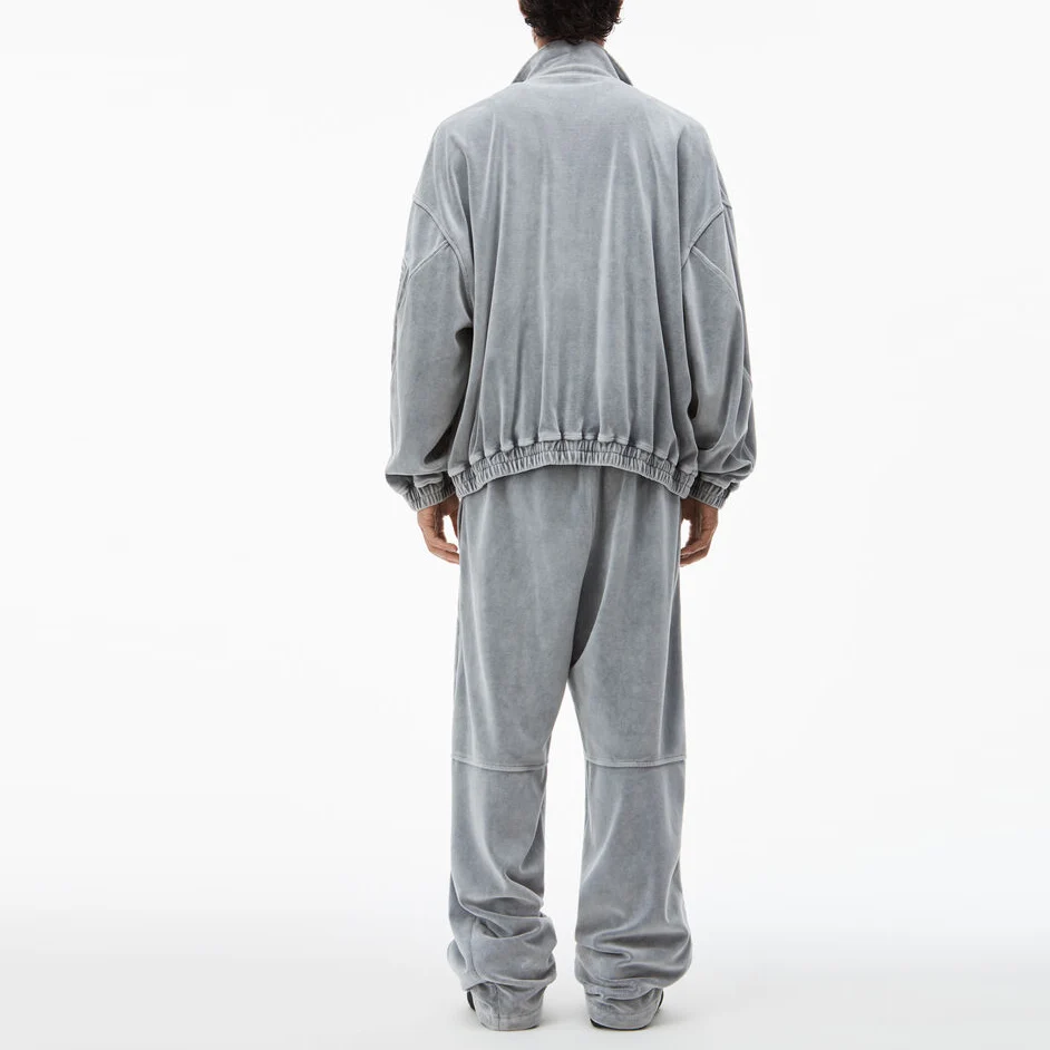 Premium performance sports clothing breathable training wear oversized velour men screen print tracksuit