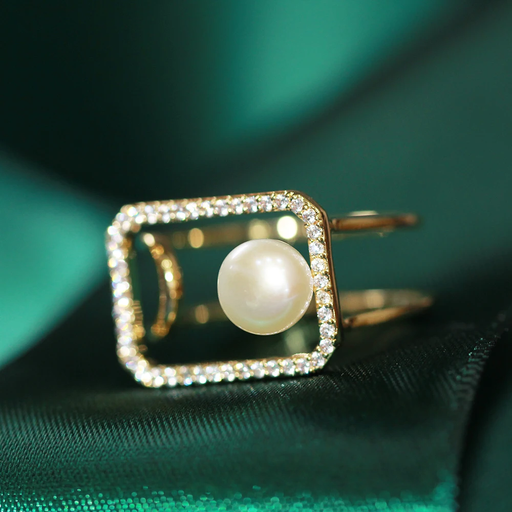  YANYI Temperamental High-grade Diamond Inset Geometric Pattern Ring Opening Adjustable Jewelry