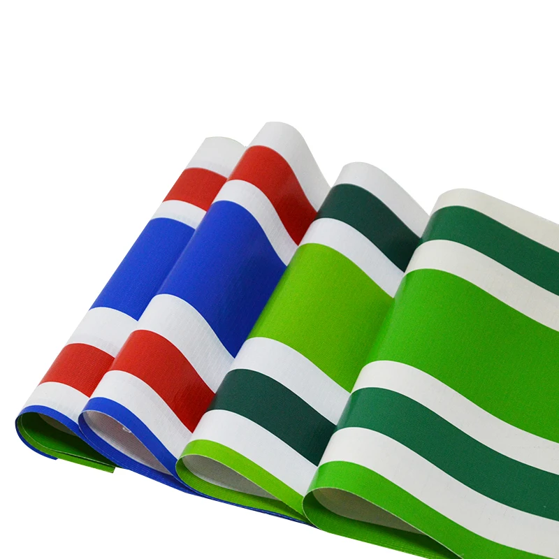 Anti-uv outdoor pvc tarps printed stripe pvc tarpaulin for awning for tent