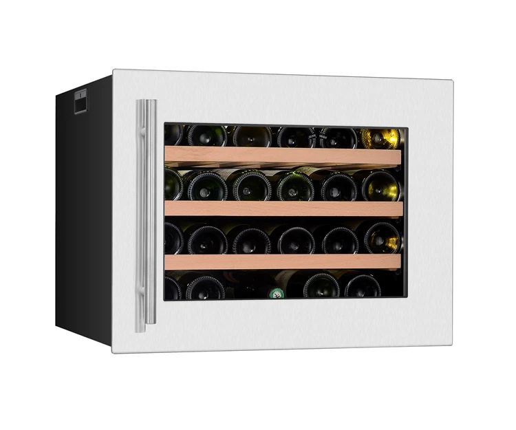 Small Cellars Built-in Custom Wine Cellar Table with Refrigerator Black Electric Stainless Steel Door Inox Bottle 80 Fan Cooling