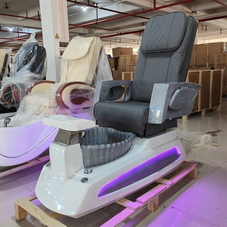 luxury nail salon furniture manicure chair electric foot spa massage pedicure chair with drainage pump and led lights
