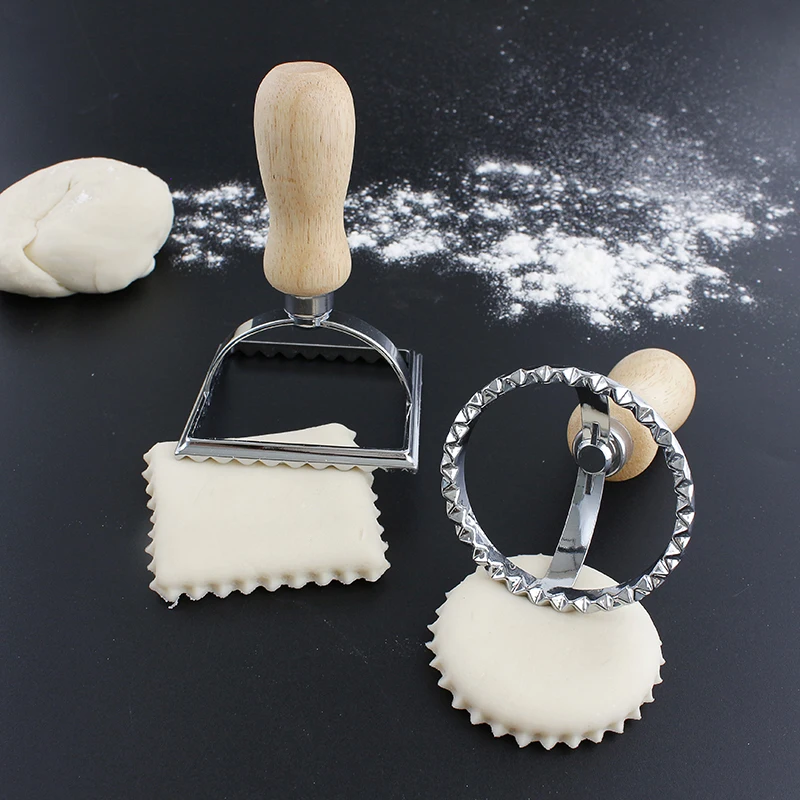 Cake Tools 8 PCS Wood Handle Zinc Alloy Cookie Cutter Embosser Fondant Press Mold