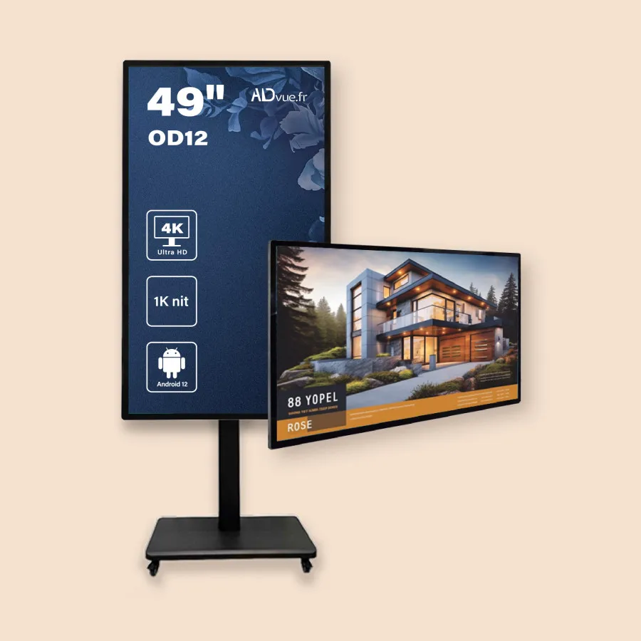 Customized 55 Inch Wide Perspective Outdoor Digital Signage HD Screen Advertising LCD Displayer For Advertising