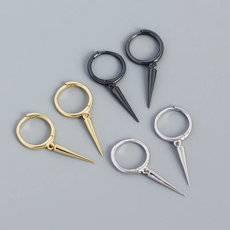 Fashion s925 silver Metal style earrings hip hop jewelry Simple studs Rivet cone pendants ear loops Small Buckle Earrings