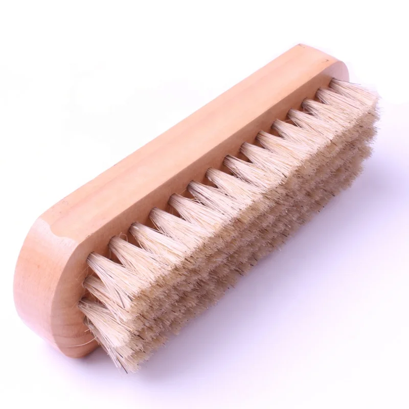 cheap wooden shoe brush with horse hair for boot leather shine and cleaning