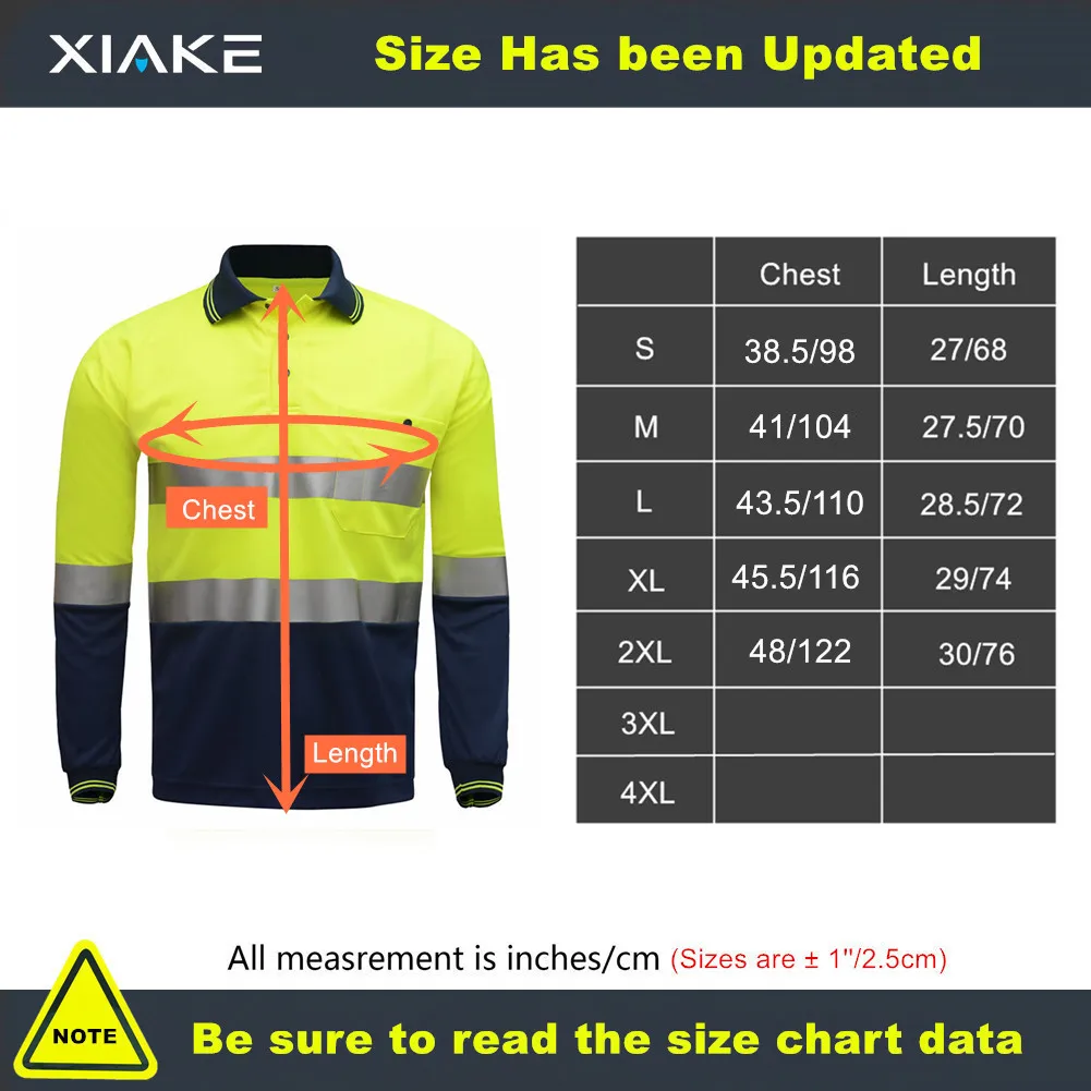 XIAKE High visibility Clothing Hi Vis Polo T-shirts Reflective Safety Security Work Construction Shirts