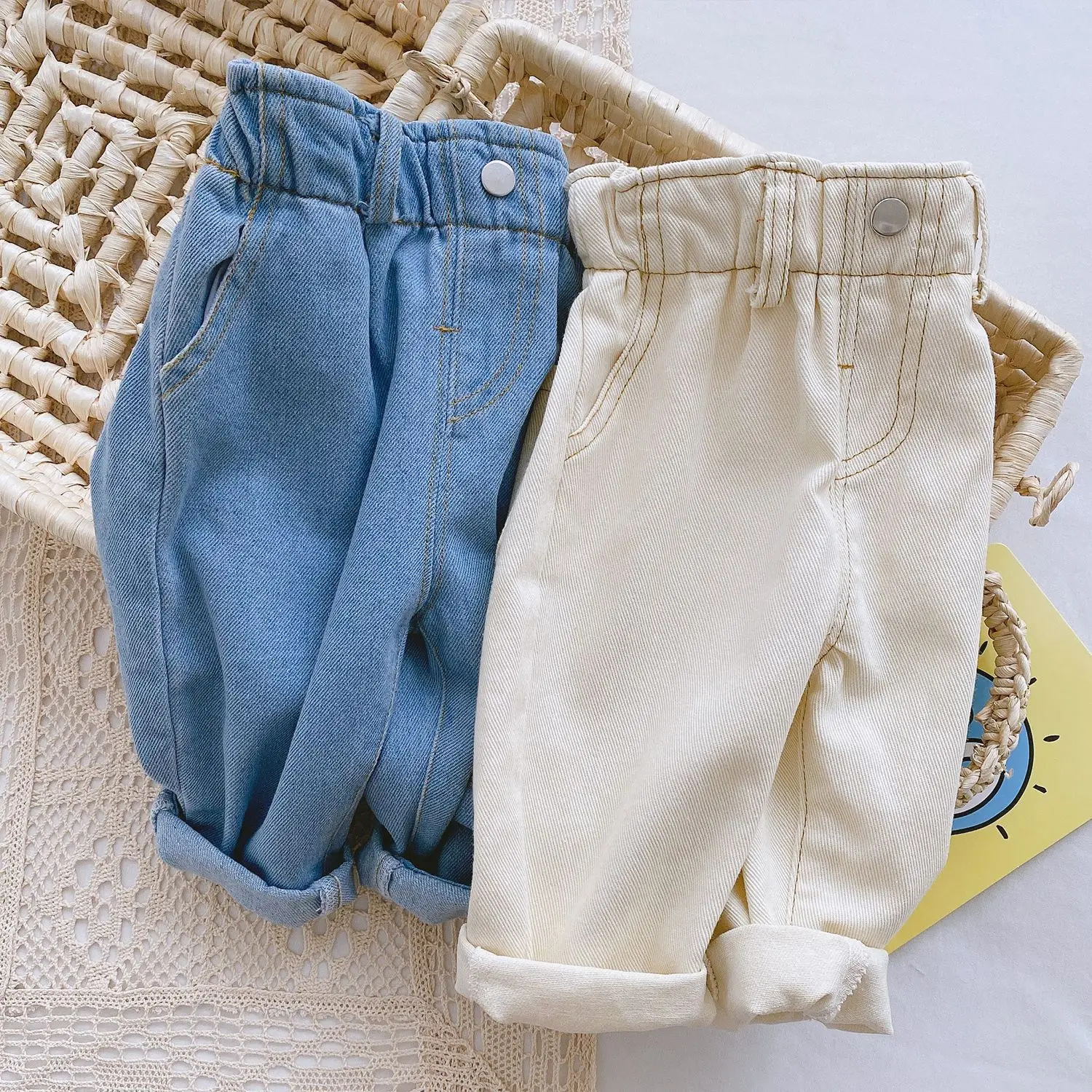New product development in autumn and spring: jeans casual pants, cotton pants for boys and girls aged 0-3, baby jeans