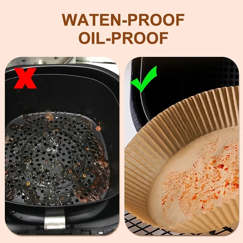 Air Fryer Disposable Parchment Paper Liner Oil-proof Paper Tray Non-Stick Baking Mat Air Fryer Accessories SquareRound