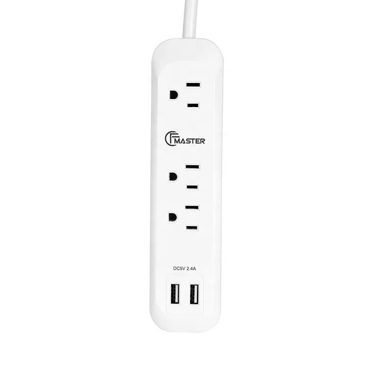 Американский удлинитель на 3 розетки с 2 розетками USB 180 градусов