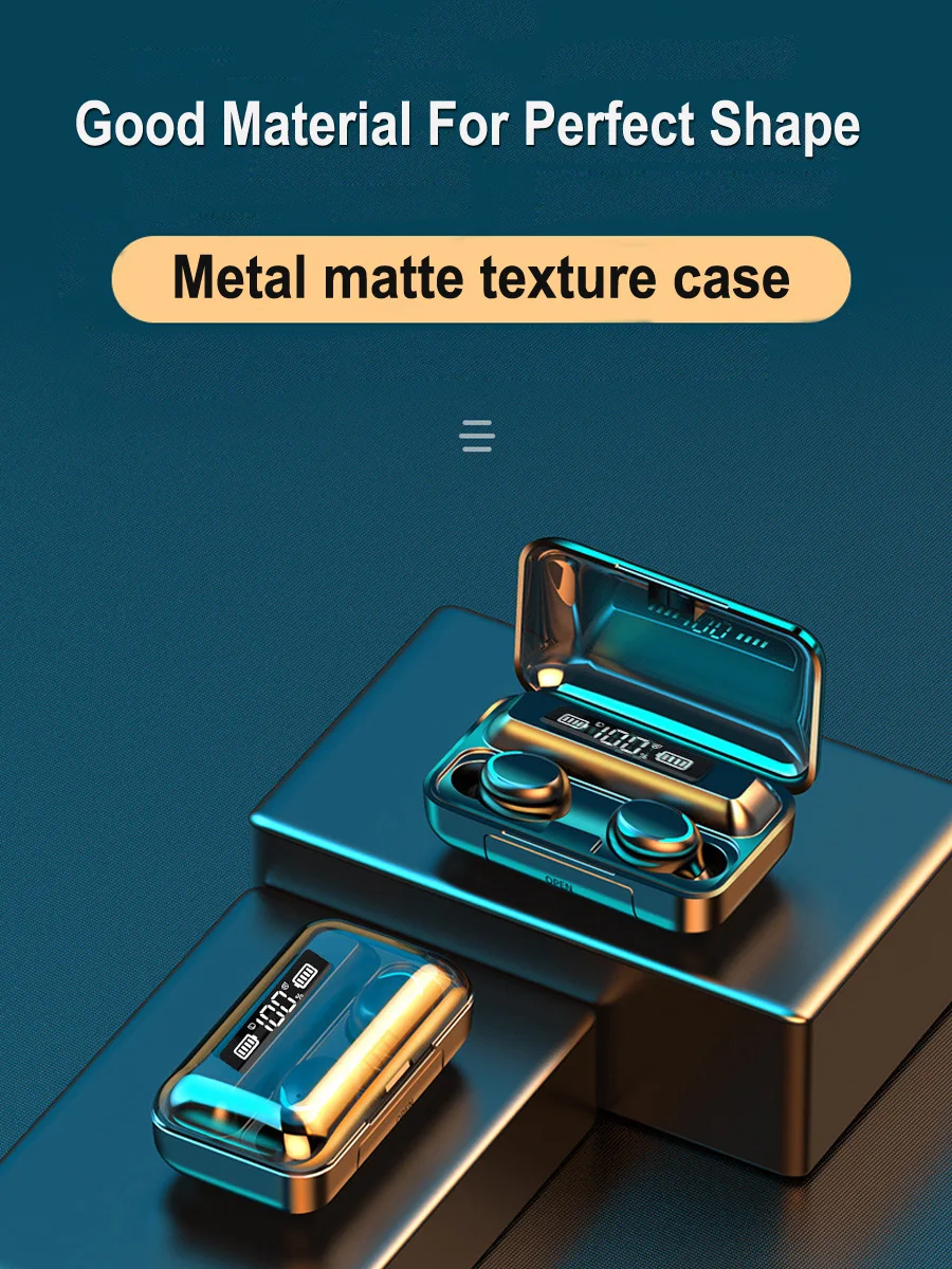 2022 Wireless Earphone TWS F9-5C 8D Stereo Handsfree Headset Waterproof Earbuds With Microphone Charging Case