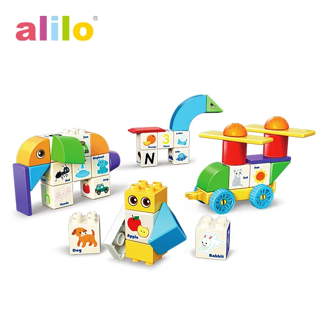 Alilo Custom Animal Shape ABS Plastic balancing Kids soft alphabet abc educational DIY Toys Magnetic Building Blocks Sets